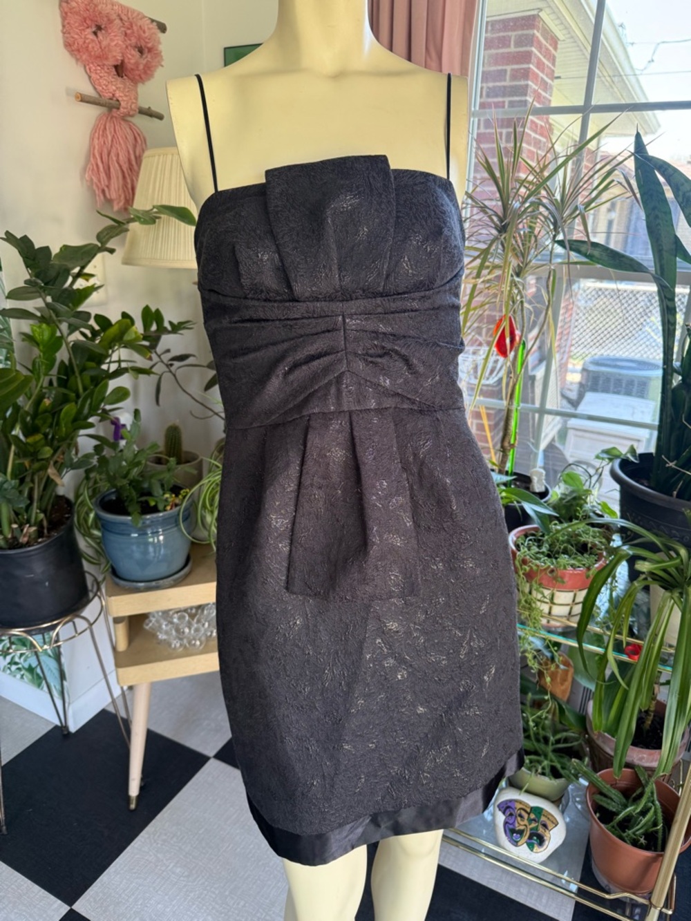 BCBG Paris Black Cocktail Dress – Structured A-Line wedding guest party